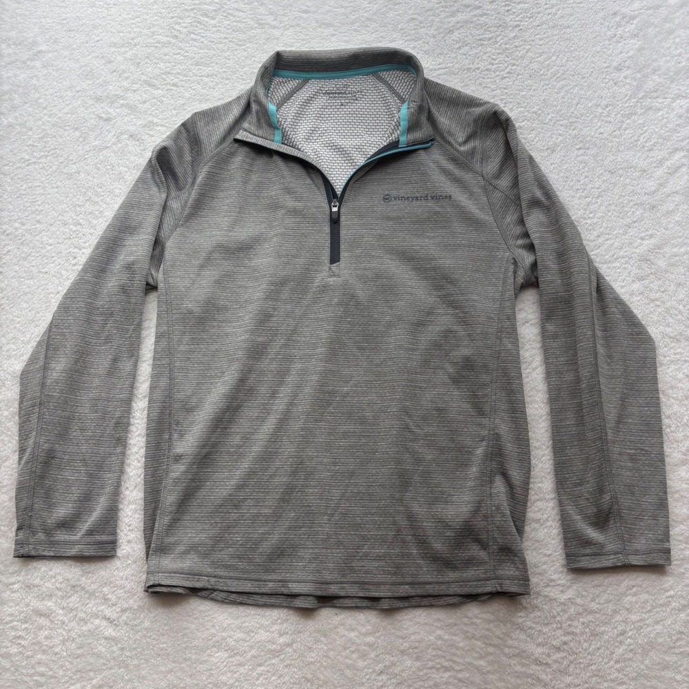 Vineyard Vines Mens Gray Performance Quarter Zip Pullover Sweater Large